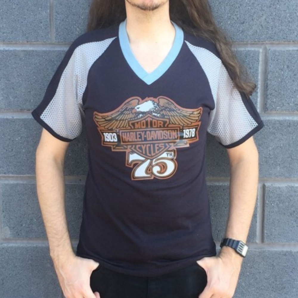 Vintage 1970s Harry-Davidson Shirt Seventies 70s motorcycle biker wear